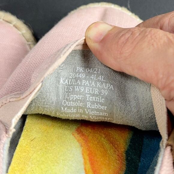 OLUKAI Kaula Pa'a Kapa Rose Pink Linen Espadrille Slip On Loafers Wms‎ 9US 39EU - Picture 3 of 9
